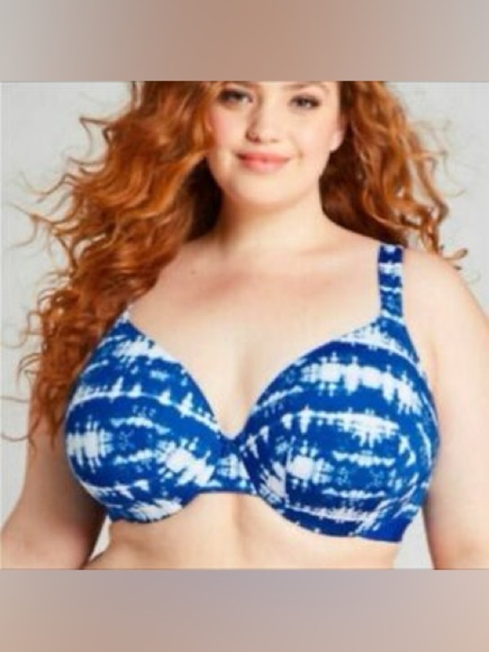 NWT Cacique Cool Bliss Lightly Lined Balconette Bra 40DD Blue White Tie Dye